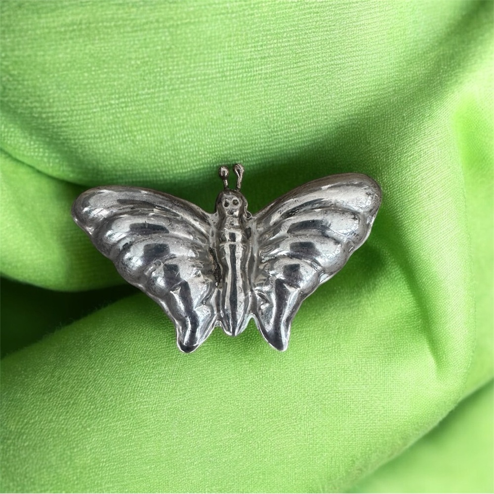 Vintage Taxco Sterling Silver 9.25 Marked Butterfly Pendant & Brooch 14g